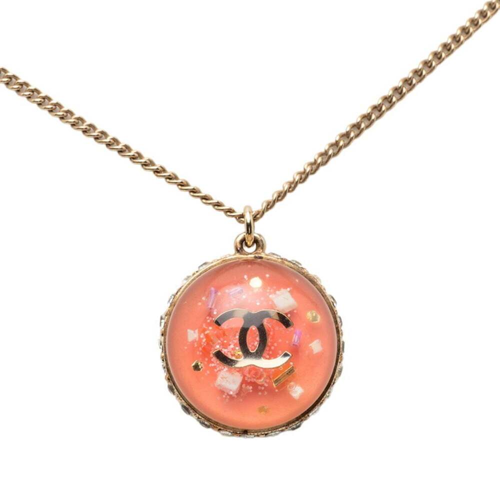 CHANEL Authentic Pink Logo Necklace
